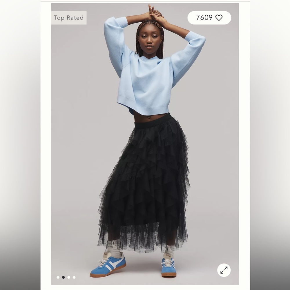 The Chéri Ruffled Tulle Midi Skirt